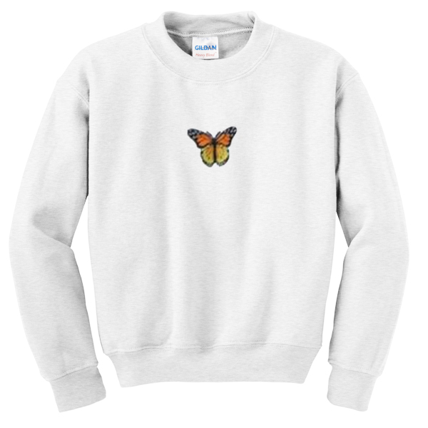 white butterfly sweatshirt